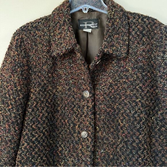 VTG Requirements Mocha Textured Multicolor Tweed Academia Blazer Jacket SZ 20W - Picture 3 of 15
